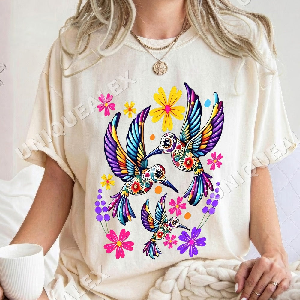 Day of the Dead Hummingbird Skull PNG, Folk Art Digital Download, Instant Download