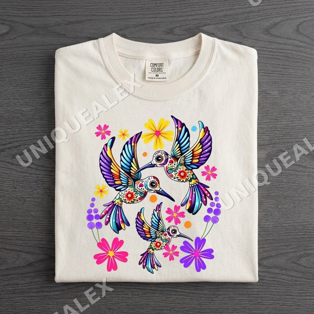 Day of the Dead Hummingbird Skull PNG, Folk Art Digital Download, Instant Download