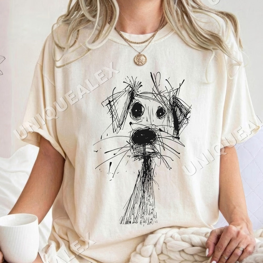 Dog Face Sketch Shirt - Gildan Unisex Tee