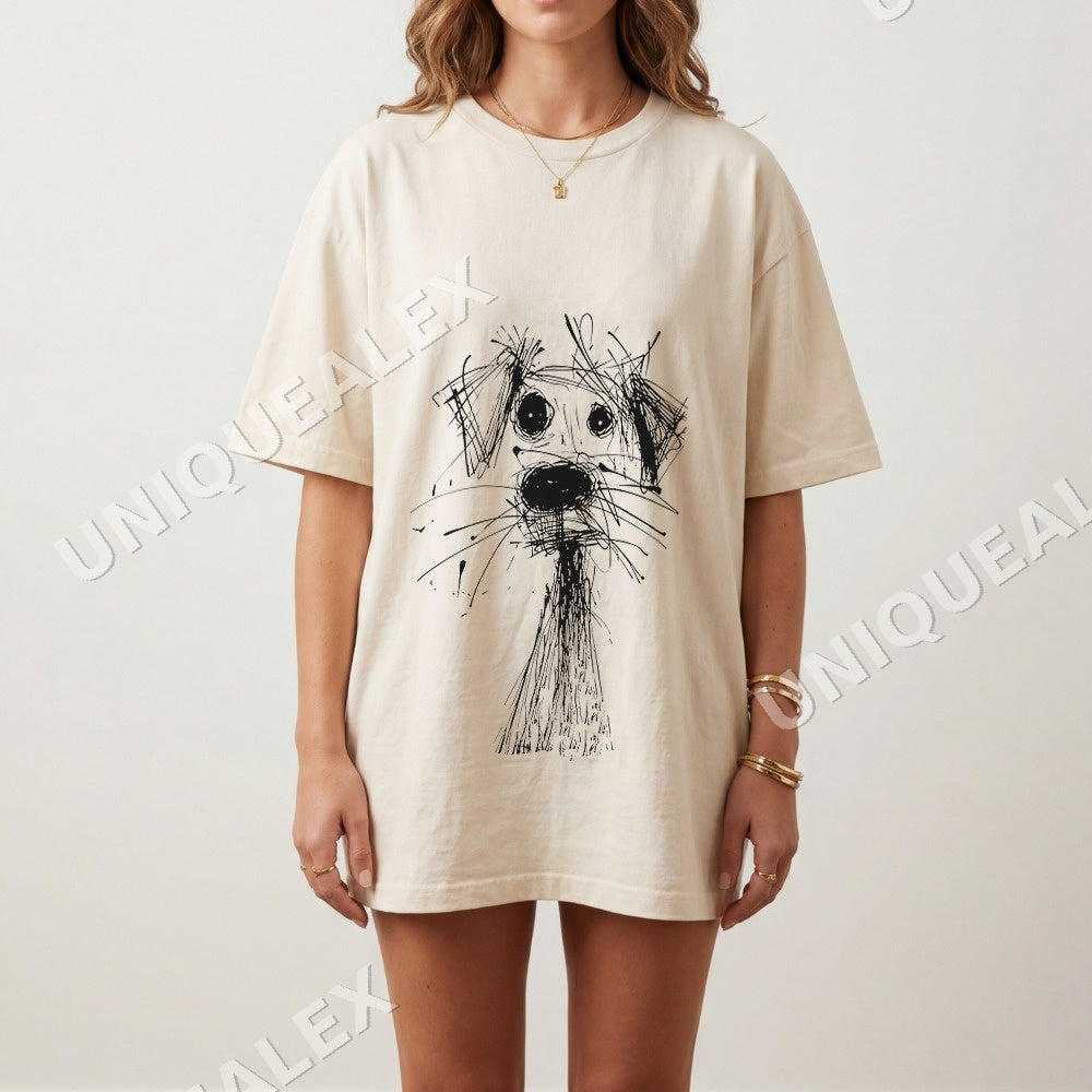 Dog Face Sketch Shirt - Gildan Unisex Tee
