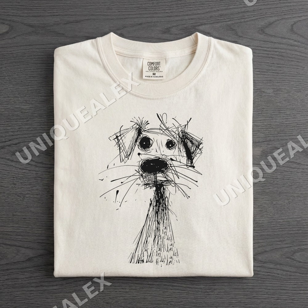 Dog Face Sketch Shirt - Gildan Unisex Tee