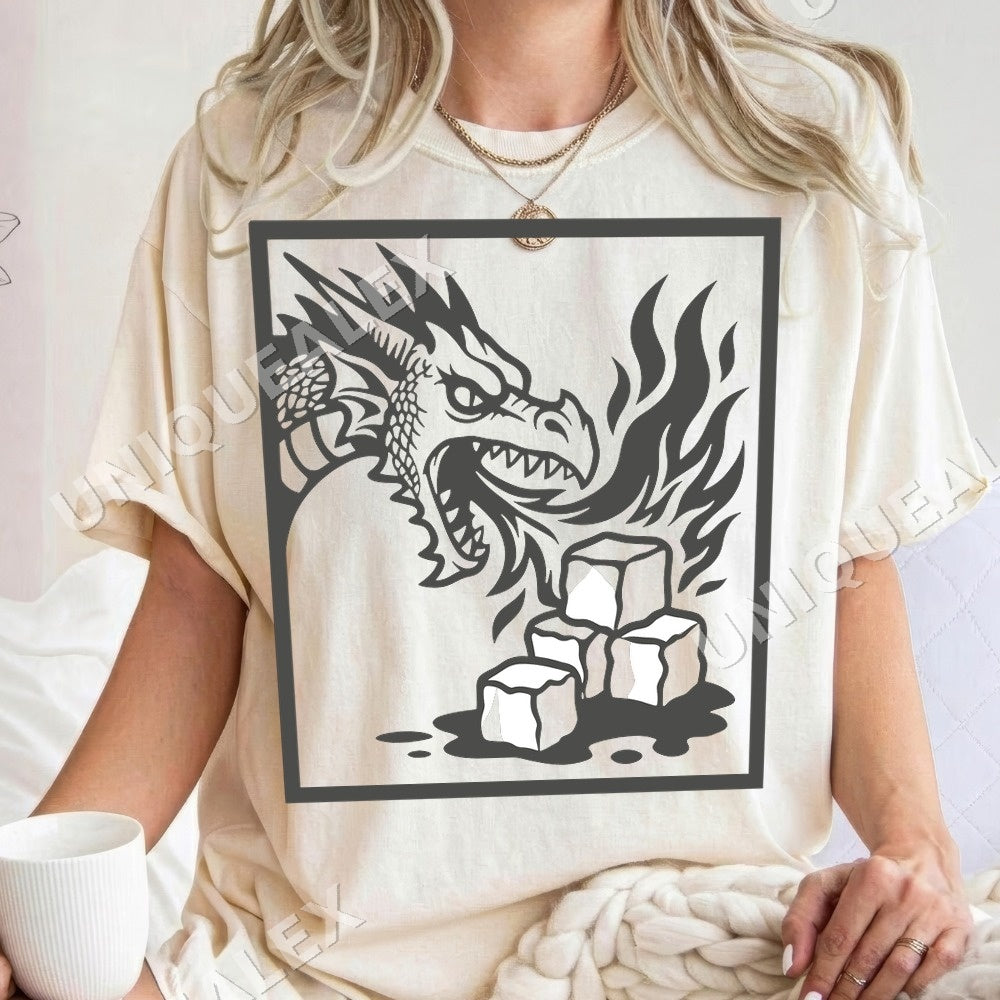 Dragon Fire Ice Cubes Dark Humor Shirt - Gildan Unisex Tee