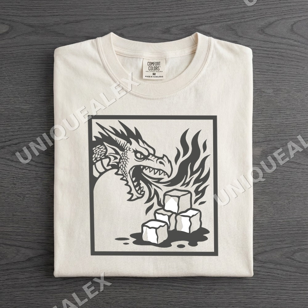 Dragon Fire Ice Cubes Dark Humor Shirt - Gildan Unisex Tee