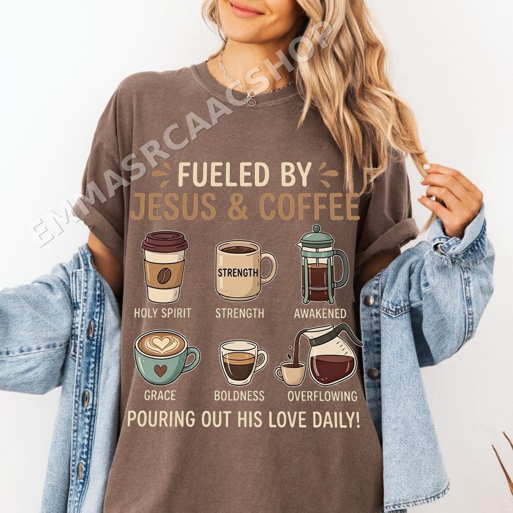 Fueled By Jesus Coffee Daily Christian Shirt - Gildan Unisex Tee