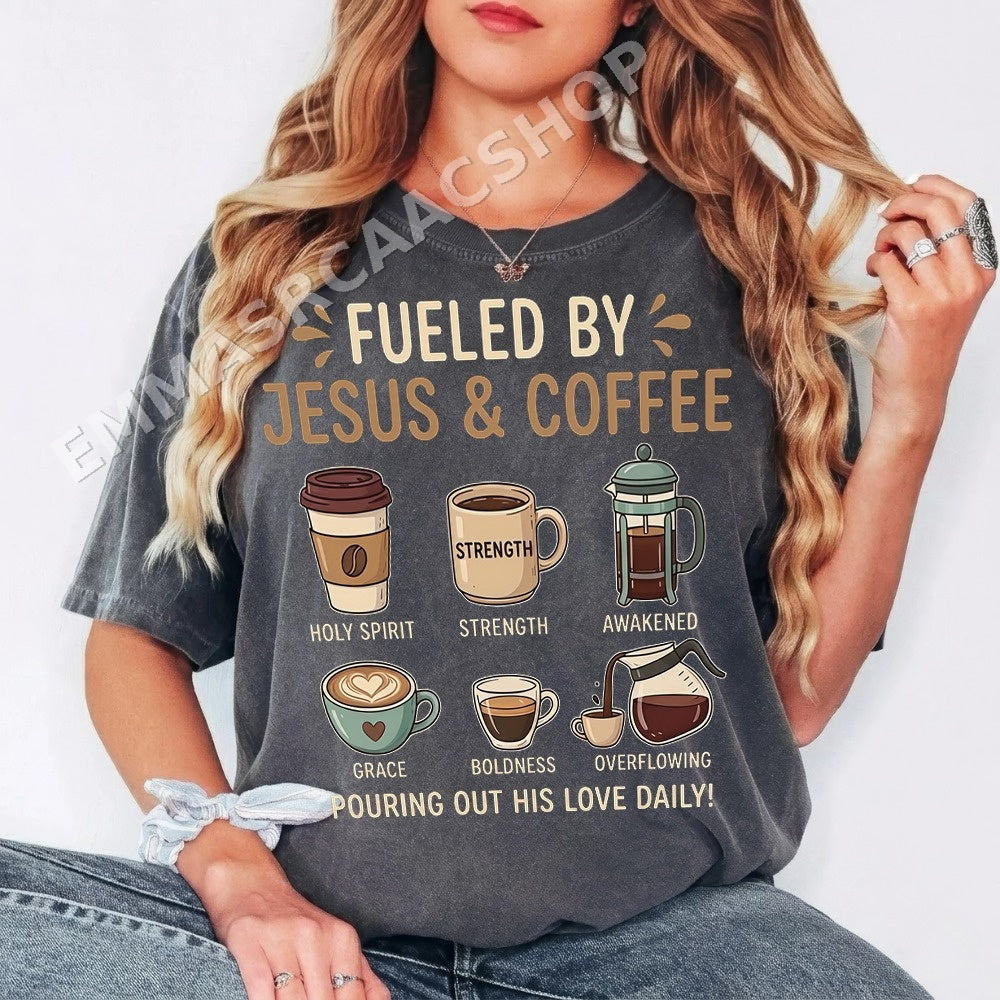 Fueled By Jesus Coffee Daily Christian Shirt - Gildan Unisex Tee