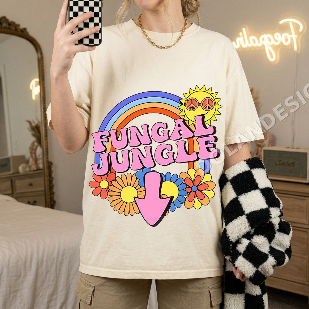 Fungal Jungle Boho Rainbow PNG, Sun Flowers Digital Download