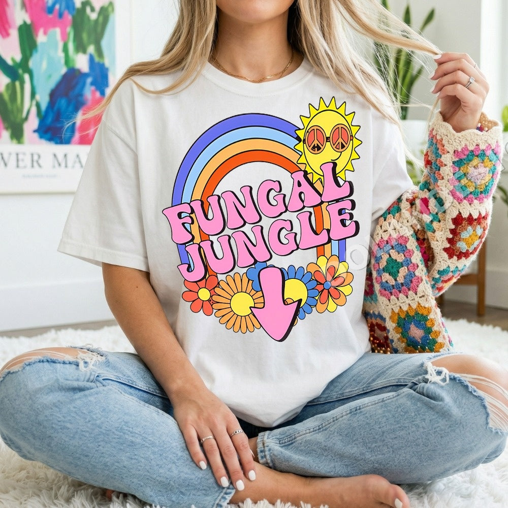 Fungal Jungle Boho Rainbow PNG, Sun Flowers Digital Download