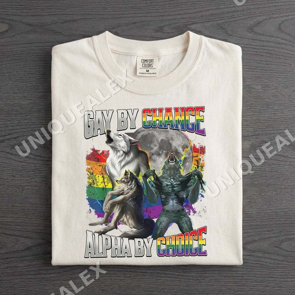 Gay By Chance Alpha By Choice Wolves Moon PNG, Lgbtq Pride Digital Download