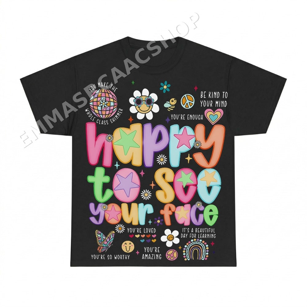 Happy to See Your Face Teacher PNG, Retro Boho Digital Download
