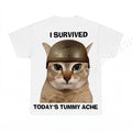 I Survived Todays Tummy Ache Cat Shirt - Gildan Unisex Tee