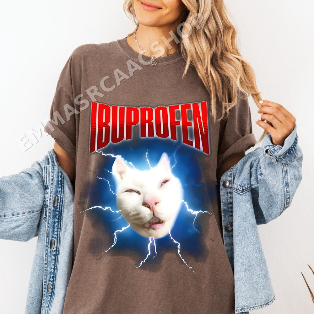Ibuprofen Cat Lightning Bolt Shirt - Gildan Unisex Tee