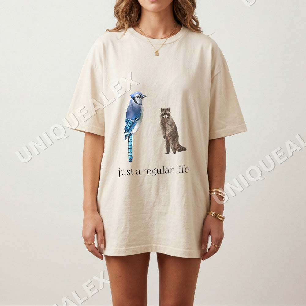 Just a Regular Life Blue Jay Raccoon Shirt - Gildan Unisex Tee