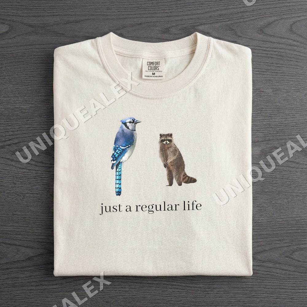 Just a Regular Life Blue Jay Raccoon Shirt - Gildan Unisex Tee