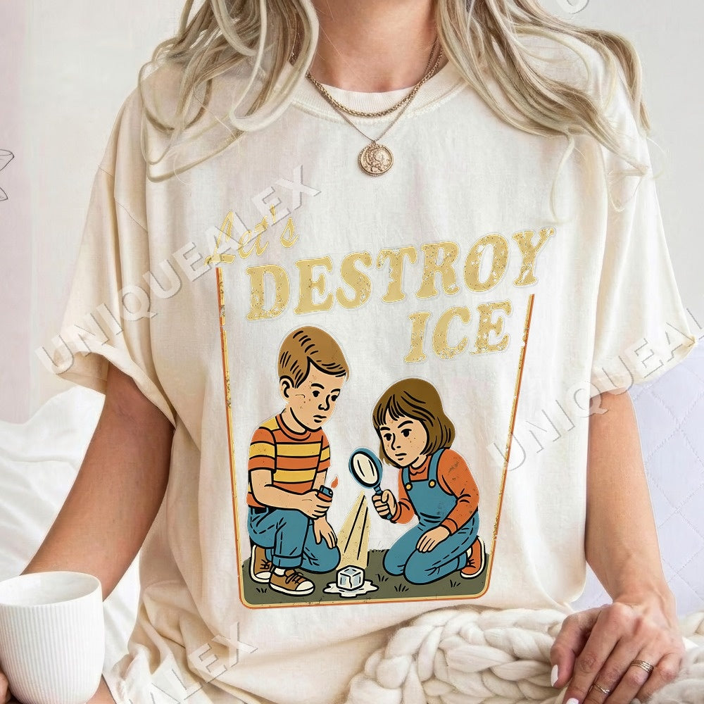 Lets Destroy Ice PNG, Funny Kids Humor Digital Download, Vintage Style