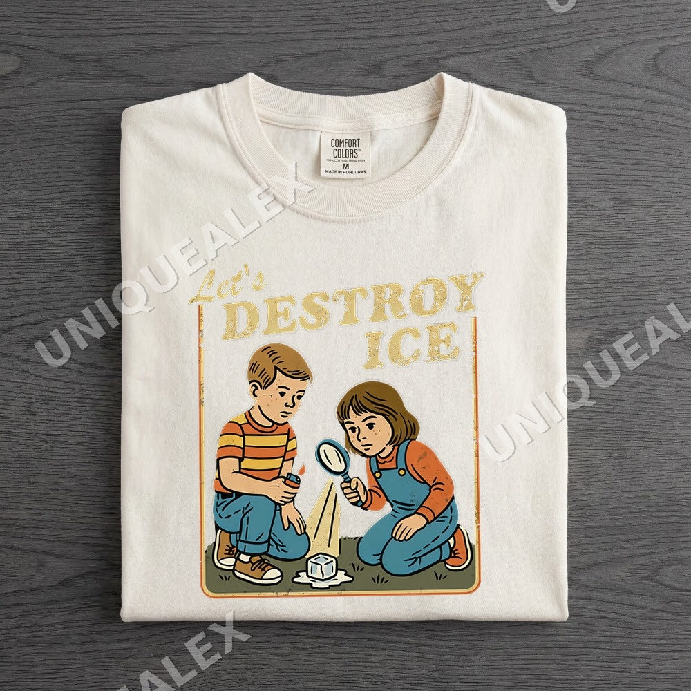 Lets Destroy Ice PNG, Funny Kids Humor Digital Download, Vintage Style