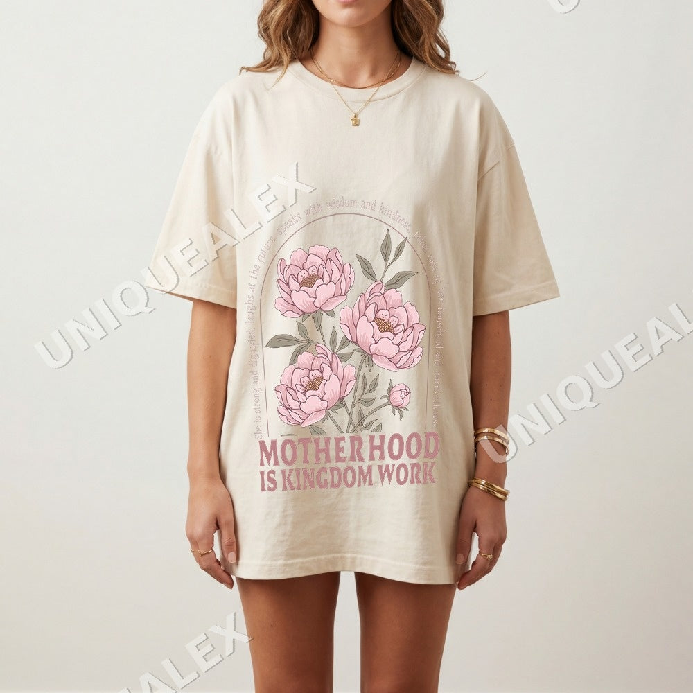 Motherhood Is Kingdom Work PNG, Mom Life Floral Digital Download