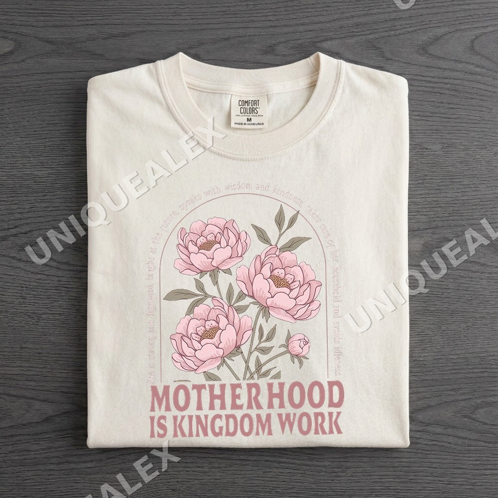 Motherhood Is Kingdom Work PNG, Mom Life Floral Digital Download