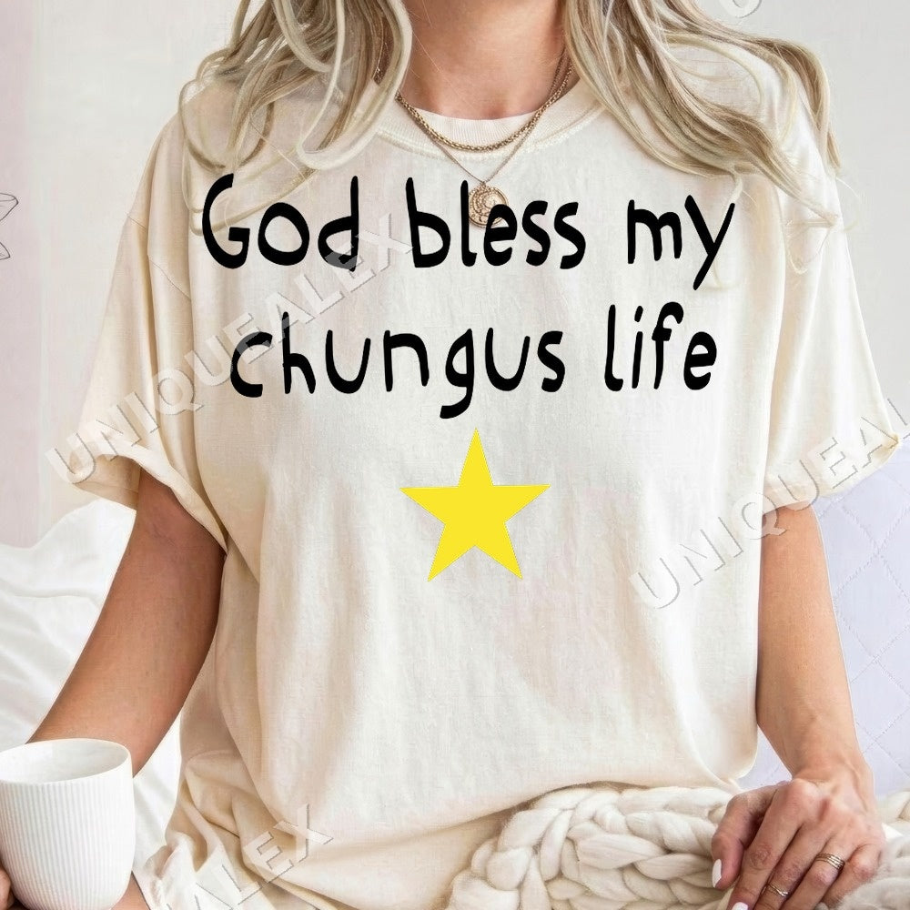 od Bless My Chungus Life PNG, Funny Meme Digital Download, Yellow Star Graphic