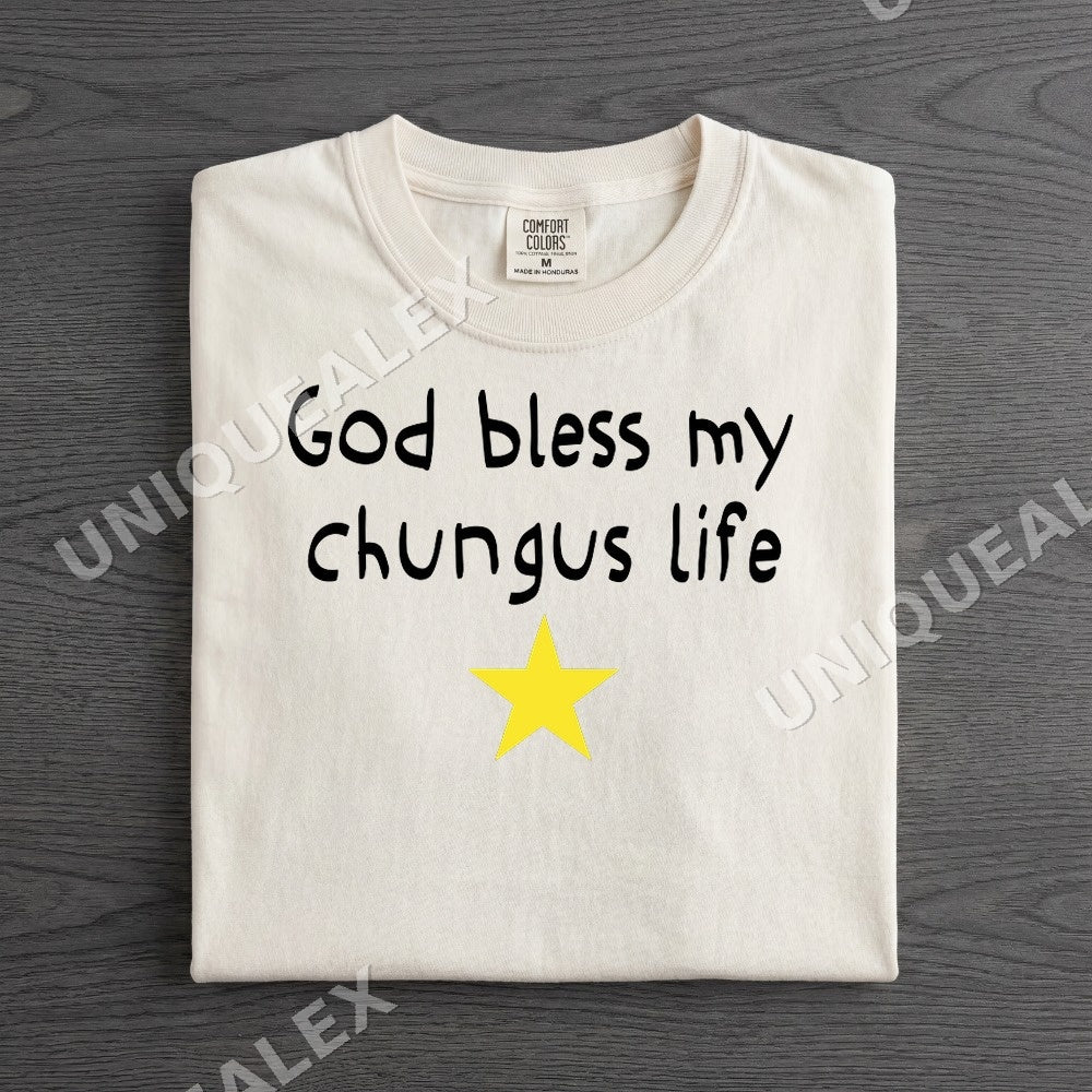 od Bless My Chungus Life PNG, Funny Meme Digital Download, Yellow Star Graphic