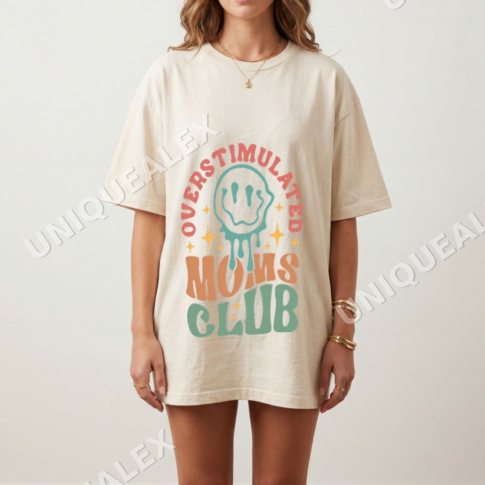 Overstimulated Moms Club PNG, Mom Life Retro Digital Download, Melting Smiley