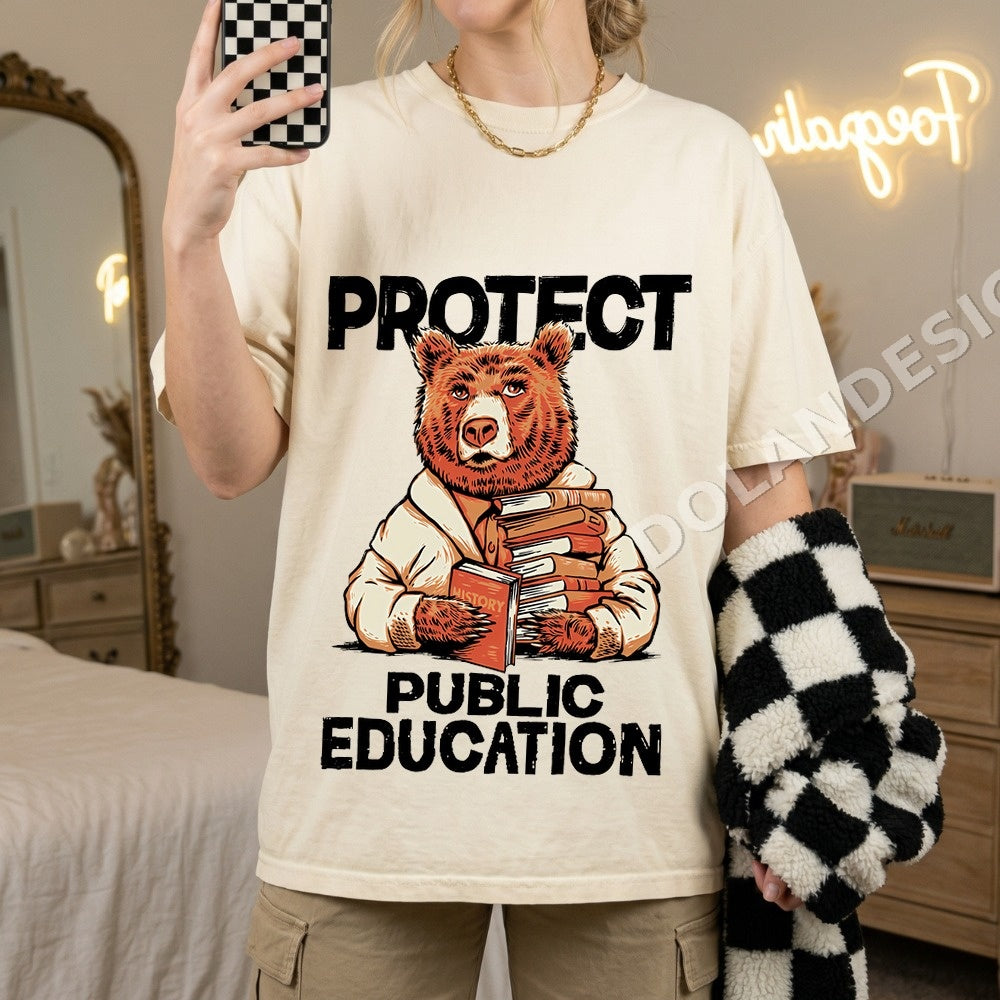 Protect Public Education Bear Teacher PNG, Boho Teacher Life Digital Download, Instant Download