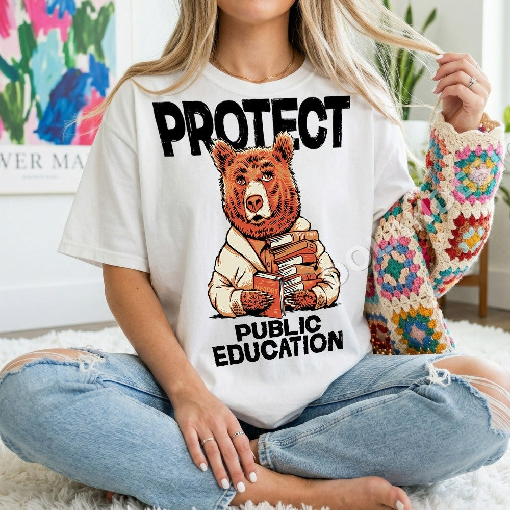Protect Public Education Bear Teacher PNG, Boho Teacher Life Digital Download, Instant Download