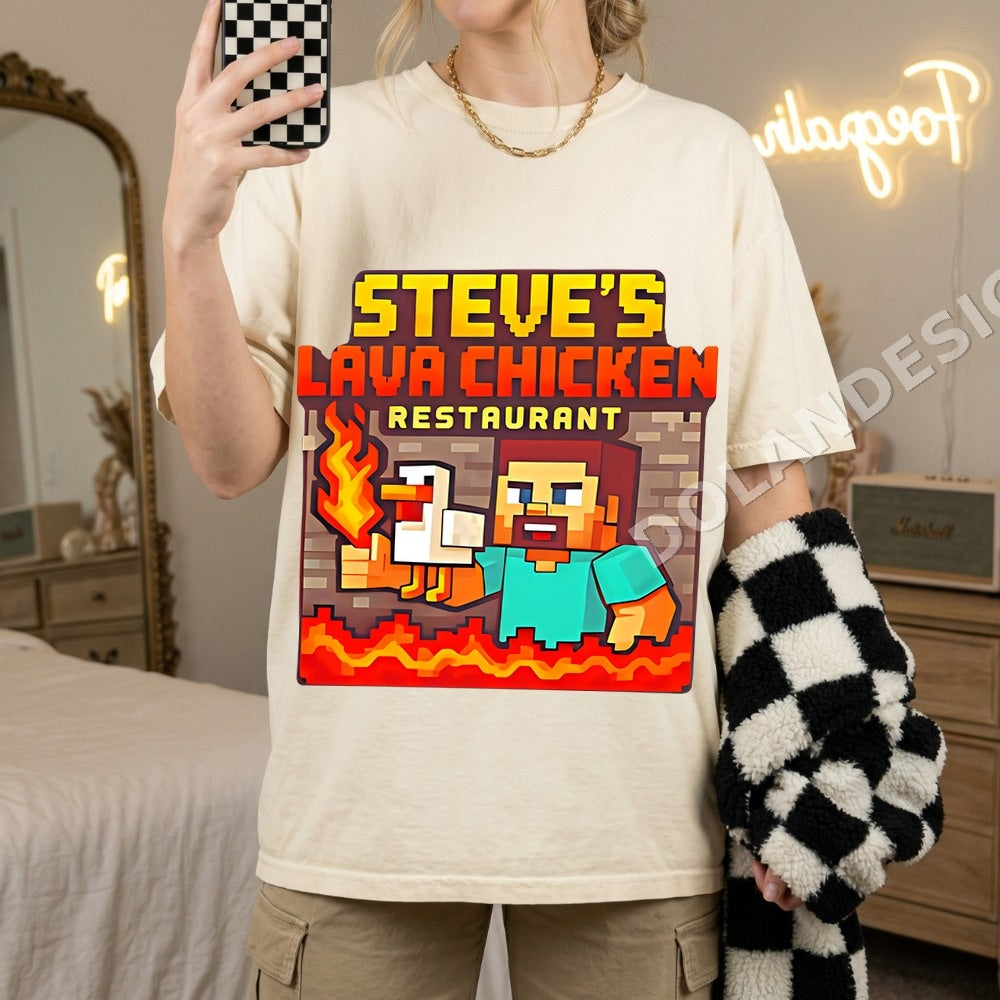 Steves Lava Chicken Restaurant PNG, Minecraft Gaming Pixel Art Digital Download