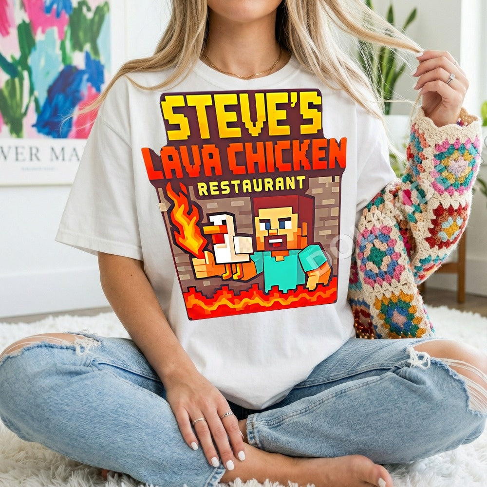 Steves Lava Chicken Restaurant PNG, Minecraft Gaming Pixel Art Digital Download