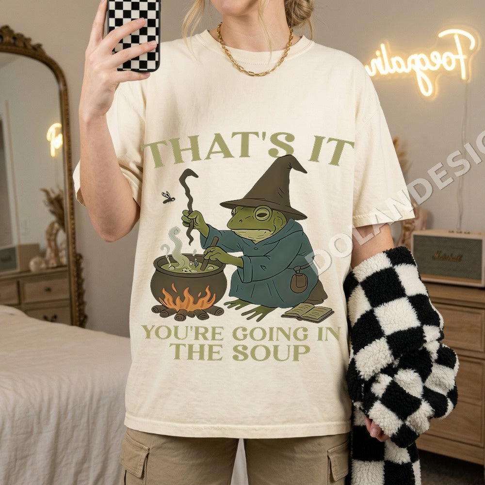 Thats It Youre Going In The Soup Frog Wizard PNG, Halloween Gothic Digital Download, Spooky Cauldron Art