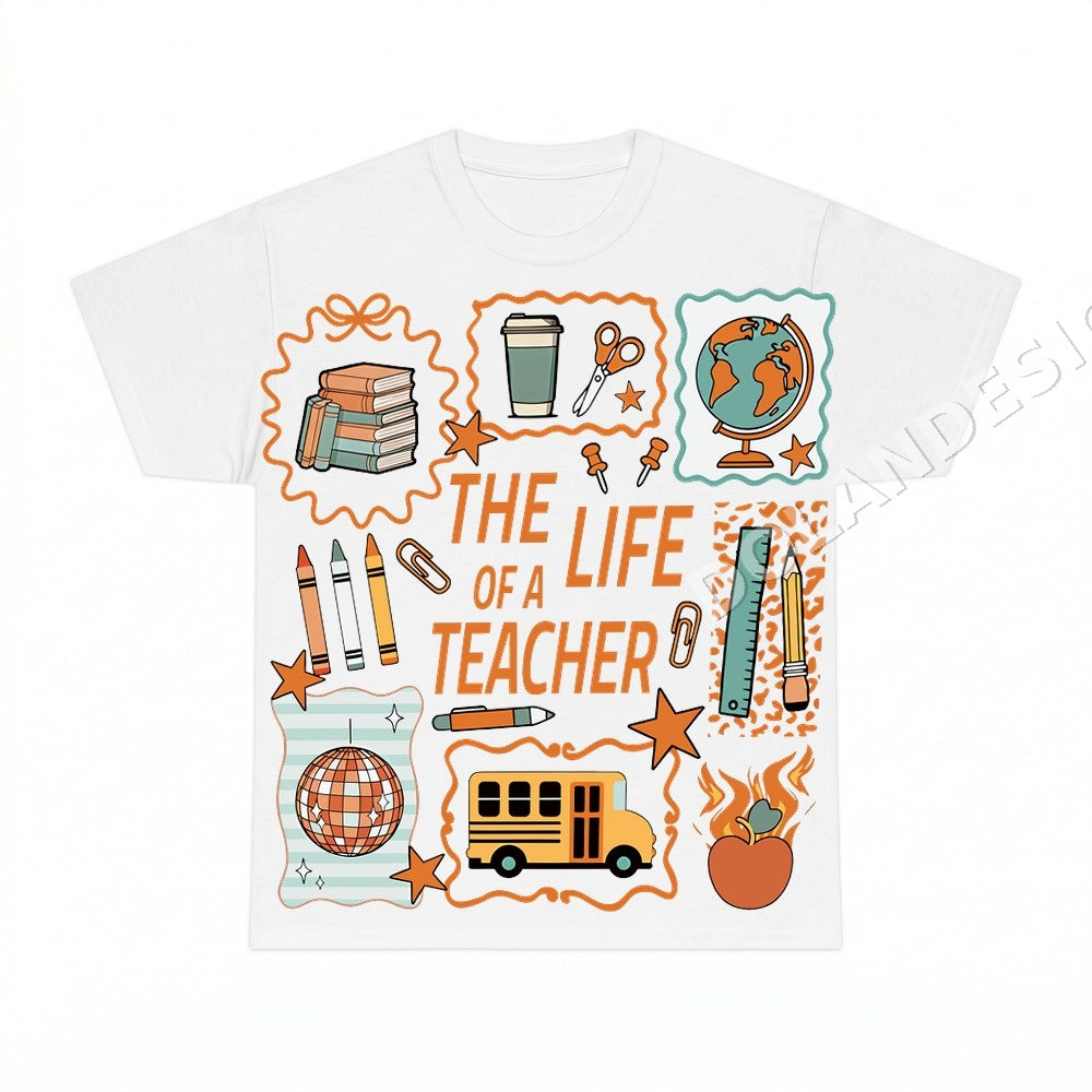 The Life Of A Teacher PNG, Retro Boho School Supplies Digital Download