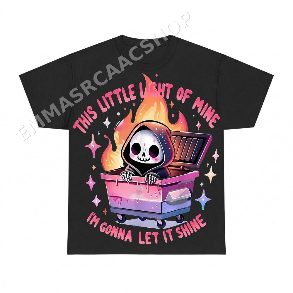 This Little Light Of Mine I'm Gonna Let It Shine PNG, Skeleton Dumpster Fire Halloween Gothic Digital Download, Spooky Reaper Art