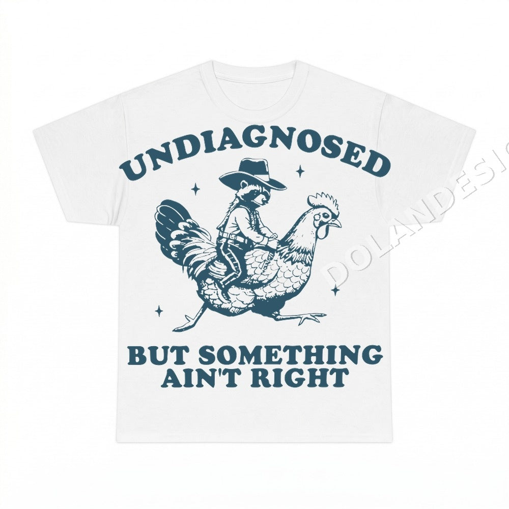 Undiagnosed But Something Ain't Right Raccoon Cowboy Shirt - Gildan Unisex Tee