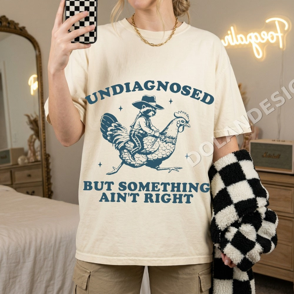 Undiagnosed But Something Ain't Right Raccoon Cowboy Shirt - Gildan Unisex Tee