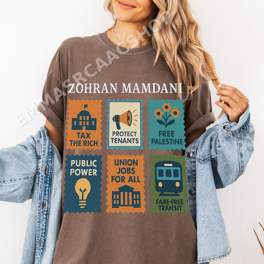 Zohran Mamdani Tax The Rich Protect Tenants Free Palestine Public Power Union Jobs For All Fare-Free Transit PNG