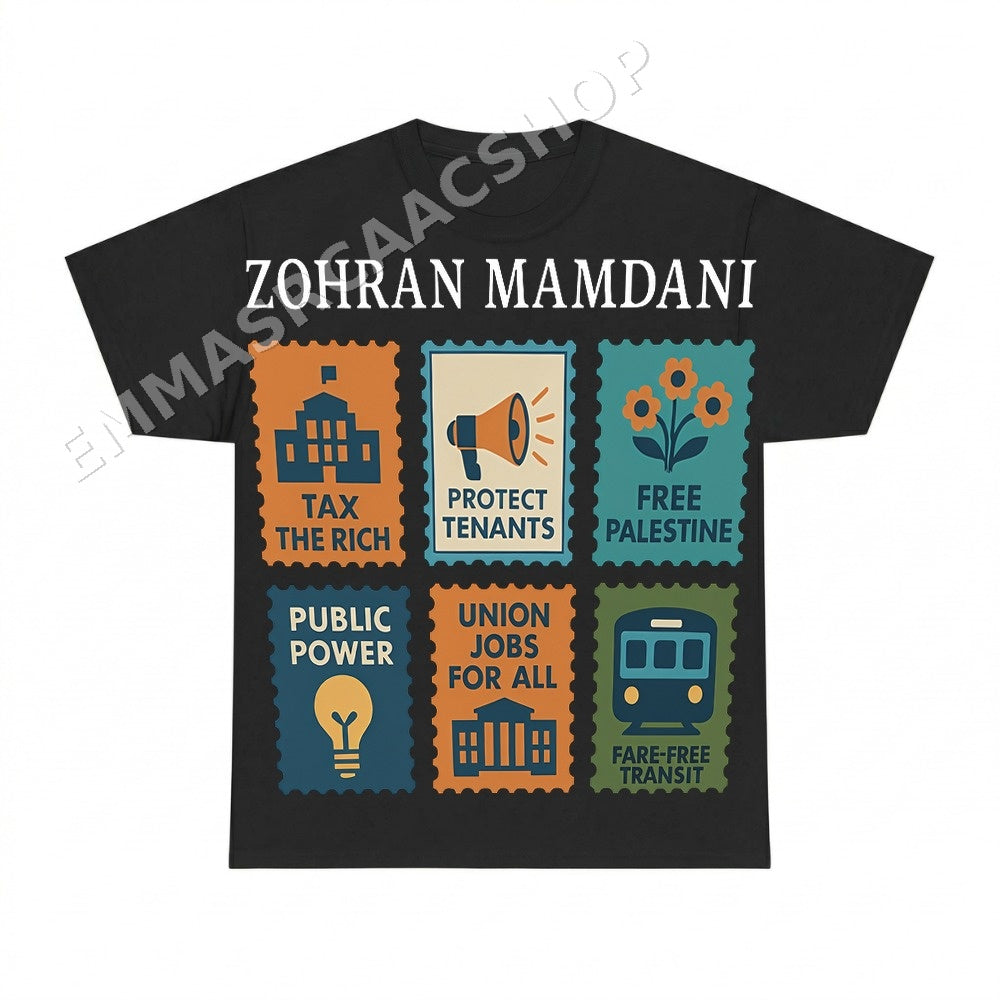 Zohran Mamdani Tax The Rich Protect Tenants Free Palestine Public Power Union Jobs For All Fare-Free Transit PNG