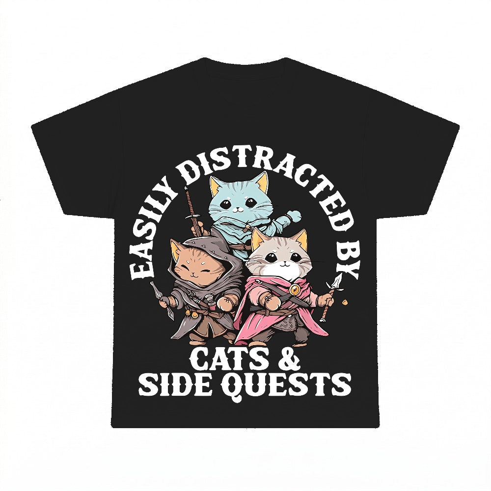 Easily Distracted By Cats And Side Quests PNG, Funny DnD Gamer Sublimation Design, Digital Download, Instant Download