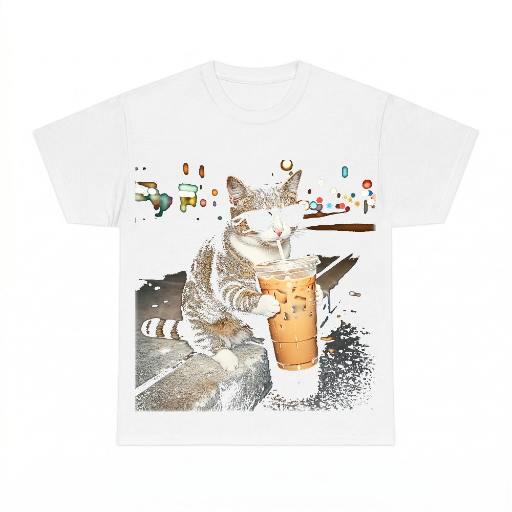 Funny Cat Drinking Iced Coffee PNG, Cool Animal Meme Sublimation Design, Coffee Lover Digital Download, Instant Download