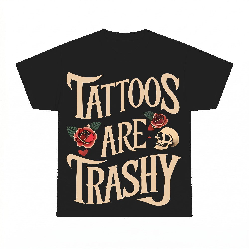 Tattoos Are Trashy PNG, Dark Humor Sarcastic Skull Sublimation Design, Digital Download, Instant Download