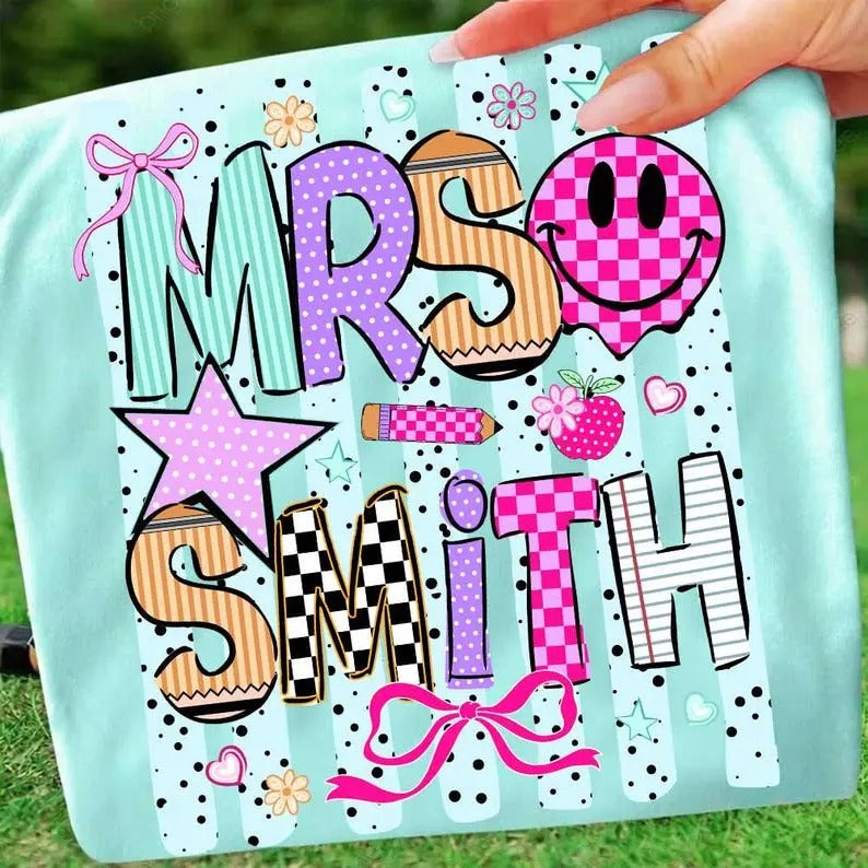 Personalized teacher name coquette shirt