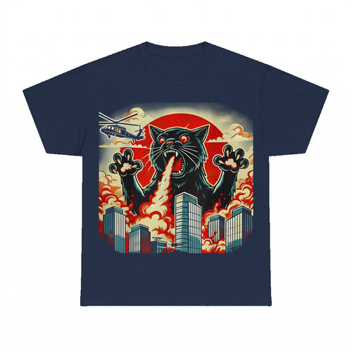 Black Cat Fire Breathing City Shirt - Gildan Unisex Tee